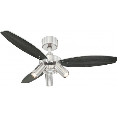 145,95 € Free Shipping | Ceiling fan with light 40W 105×105 cm. 3 reversible blades-blades. LED lighting. Remote control Living room, dining room and bedroom. Modern Style. Metal casting. Black Color