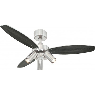 138,95 € Free Shipping | Ceiling fan with light 40W 105×105 cm. 3 reversible blades-blades. LED lighting. Remote control Metal casting. Black Color