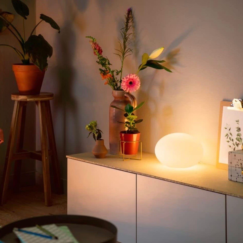 157,95 € Spedizione Gratuita | Lampada da tavolo Philips 10W 26×26 cm. LED. Alexa e Google Home Cristallo. Colore bianca