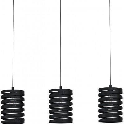 Lampe à suspension Eglo 40W Façonner Cylindrique 110×94 cm. Triple foyer Salle à manger, chambre et hall. Acier. Couleur noir