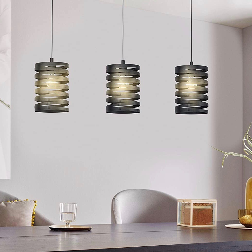 208,95 € Бесплатная доставка | Подвесной светильник Eglo 40W 110×94 cm. Тройной фокус Стали. Чернить Цвет