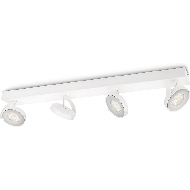 202,95 € Envoi gratuit | Projecteur d'intérieur Philips 4W 2700K Lumière très chaude. 63×9 cm. 4 spots LED orientables Aluminium et métal. Couleur blanc