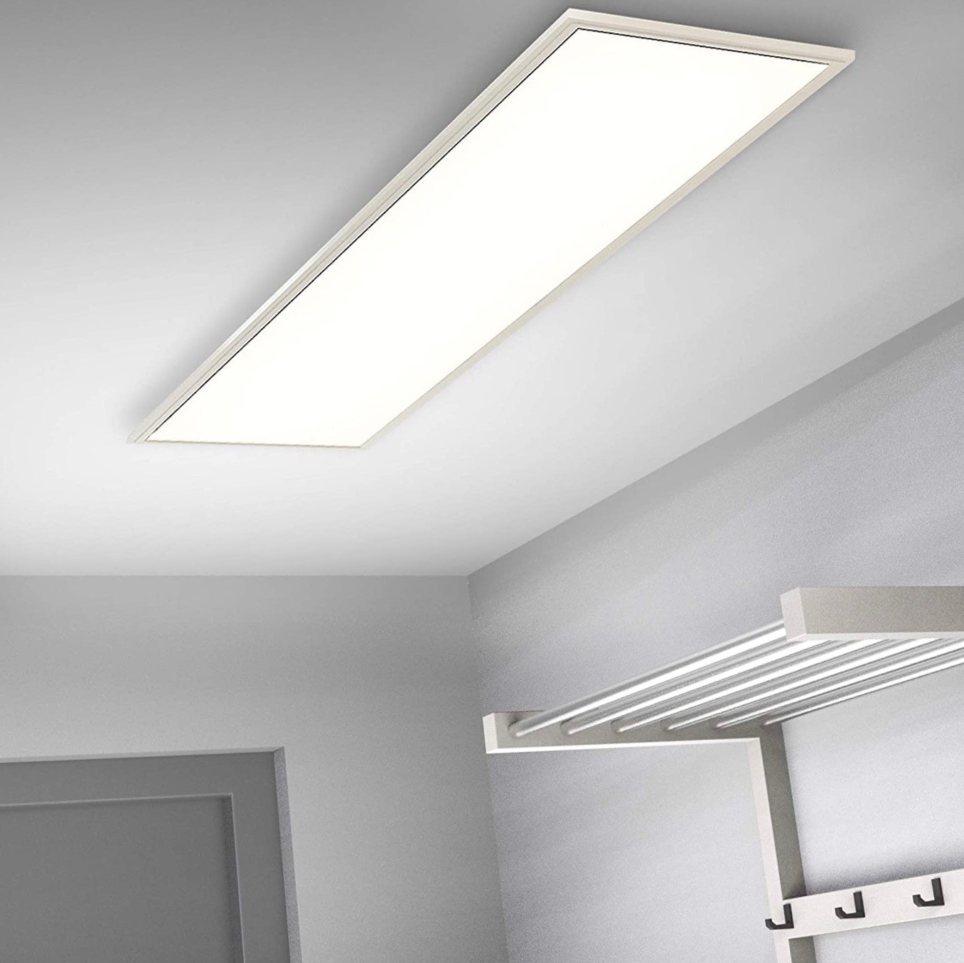 189,95 € Envio grátis | Luz de teto interna 42W 120×30 cm. LED RGB multicoloridos. ultra plano Pmma e metais. Cor branco