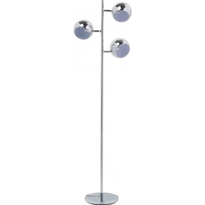 Lámpara de pie Forma Alargada 151×40 cm. Triple foco Comedor, dormitorio y vestíbulo. Estilo retro. Acero. Color plata