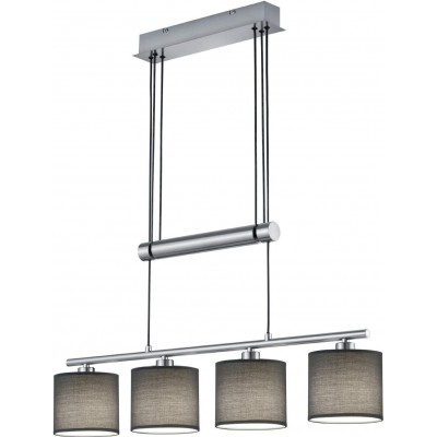 Hanging lamp Trio 40W 3000K Warm light. Cylindrical Shape 150×77 cm. 4 points of light Living room, dining room and lobby. Metal casting. Nickel Color
