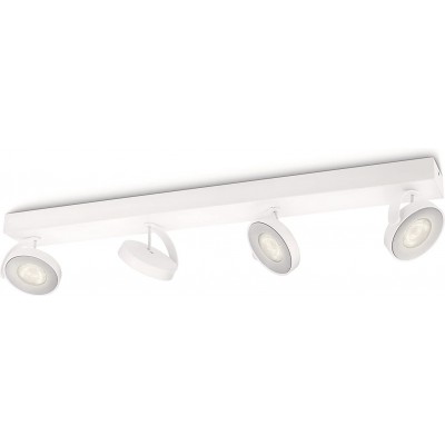 Indoor spotlight Philips 4W 2700K Very warm light. 63×9 cm. 4 dimmable LED spotlights Metal casting. White Color