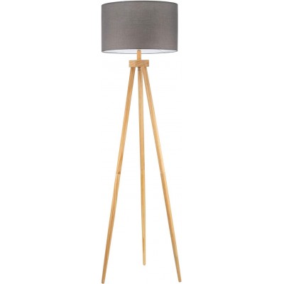 222,95 € Spedizione Gratuita | Lampada da pavimento 20W 147×51 cm. Treppiede di bloccaggio Legna e tessile. Colore grigio