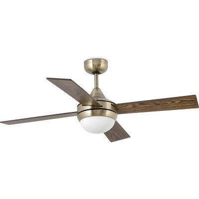 203,95 € Free Shipping | Ceiling fan with light 8W 106×38 cm. 4 blades-blades Living room, dining room and lobby. Modern Style. Steel. Antique gold Color