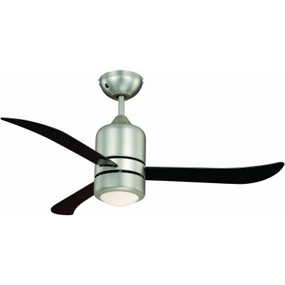 Ceiling fan with light 45W 112×112 cm. 3 vanes-blades. Remote control Living room, bedroom and lobby. Modern Style. Crystal and Metal casting. Black Color