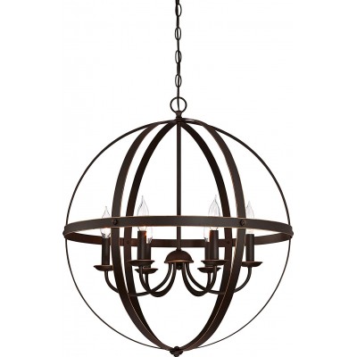 181,95 € 免费送货 | 吊灯 60W 球形 形状 68×68 cm. 6 个灯泡锁在一个笼子里 客厅, 卧室 和 大堂设施. 金属. 金的 颜色