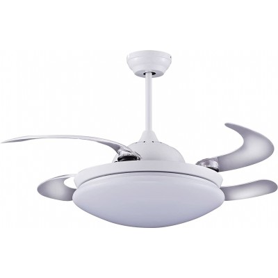 256,95 € Free Shipping | Ceiling fan with light 36W 4000K Neutral light. Ø 50 cm. Folding blades-blades. Remote control Steel, acrylic and aluminum. White Color