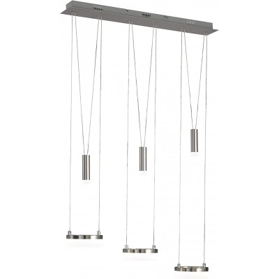 223,95 € Free Shipping | Hanging lamp 25W Cylindrical Shape 150×78 cm. Triple focus Living room, dining room and bedroom. Modern Style. Acrylic and Metal casting. Silver Color