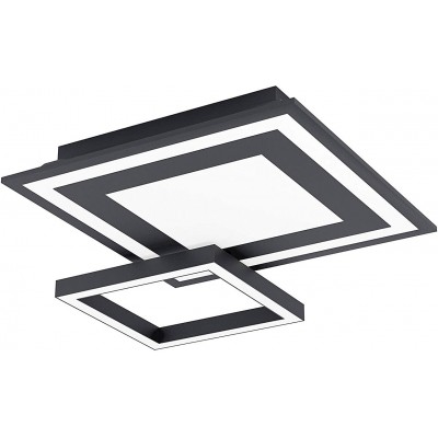 269,95 € Free Shipping | Ceiling lamp Eglo 20W Square Shape 45×45 cm. Double RGB Multicolor LED spotlight Living room, dining room and bedroom. Modern Style. Steel and PMMA. White Color