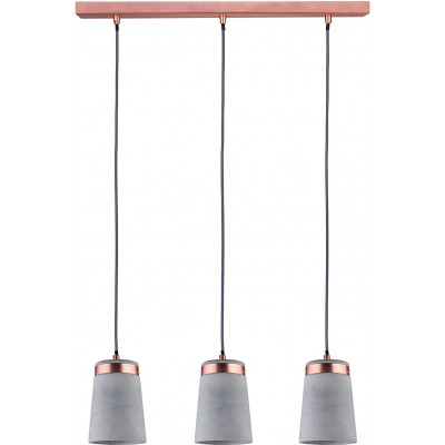 Lámpara colgante Forma Cilíndrica 110×60 cm. Triple foco Salón, comedor y dormitorio. Estilo moderno. Metal y Hormigón. Color gris