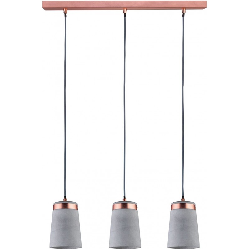 159,95 € Free Shipping | Hanging lamp 110×60 cm. Triple focus Metal casting and concrete. Gray Color