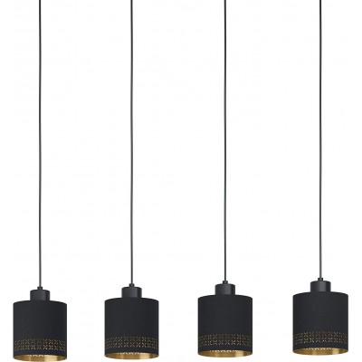 Lámpara colgante Eglo Forma Cilíndrica 110×94 cm. 4 focos Salón, comedor y dormitorio. Acero. Color negro