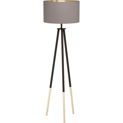264,95 € Free Shipping | Floor lamp Eglo 60W Cylindrical Shape Placed on tripod Living room, dining room and bedroom. Modern Style. Steel and Wood. Gray Color