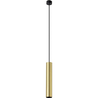 Lámpara colgante 8W Forma Cilíndrica Ø 6 cm. Comedor, dormitorio y vestíbulo. Aluminio. Color dorado