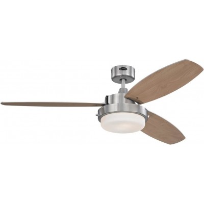 Ventilateur de plafond avec lumière 54W 132×132 cm. 3 pales Métal. Couleur nickel