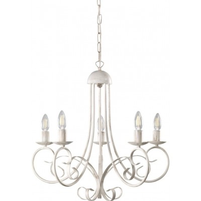152,95 € Free Shipping | Chandelier 6W 110×60 cm. 5 spotlights Living room, dining room and bedroom. Classic Style. Metal casting. White Color
