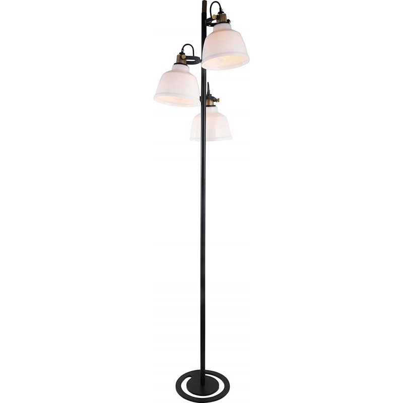 177,95 € Envio grátis | Luminária de piso 60W 3000K Luz quente. 170×43 cm. 3 pontos de luz Metais e vidro. Cor preto