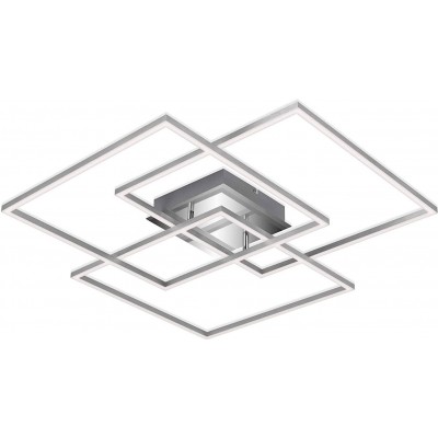 Lampada da soffitto Forma Quadrata 57×52 cm. LED dimmerabili Timer Soggiorno, sala da pranzo e camera da letto. Stile moderno. Alluminio e PMMA. Colore cromato