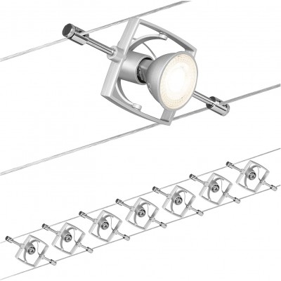 124,95 € Envoi gratuit | Projecteur d'intérieur 10W 1000 cm. 10 mètres. Système de câble d'éclairage parallèle Pmma et métal. Couleur chromé