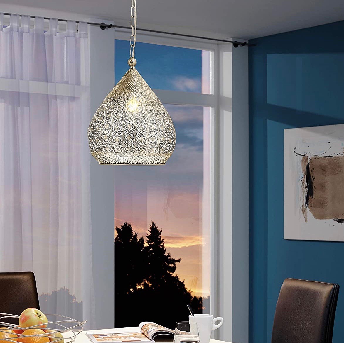 145,95 € Free Shipping | Hanging lamp Eglo 60W 110×33 cm. Steel. Golden Color