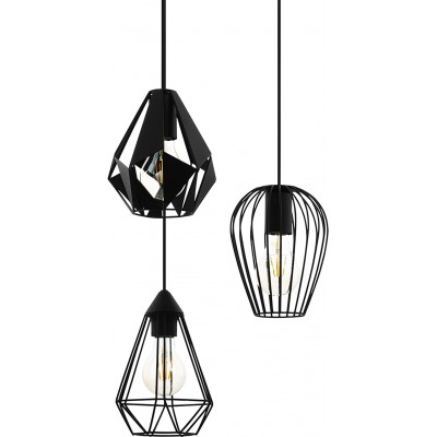 159,95 € Free Shipping | Hanging lamp Eglo Ø 34 cm. Triple focus Dining room. Metal casting. Black Color