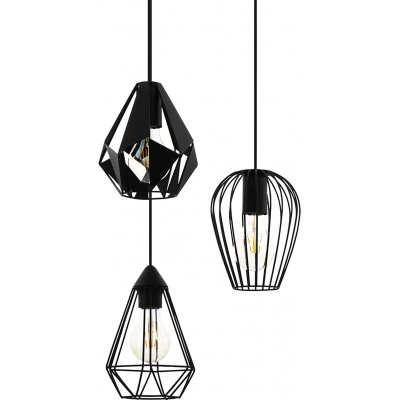 153,95 € Envio grátis | Lâmpada pendurada Eglo Ø 34 cm. Foco triplo Metais. Cor preto