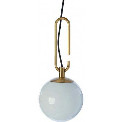 241,95 € Free Shipping | Hanging lamp 5W Spherical Shape 33×14 cm. Living room, bedroom and lobby. Modern Style. Glass and Brass. White Color