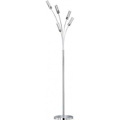 Floor lamp 5W Extended Shape 160×50 cm. 5 points of light. tree shaped design Dining room, bedroom and lobby. Modern Style. Metal casting and Glass. Silver Color