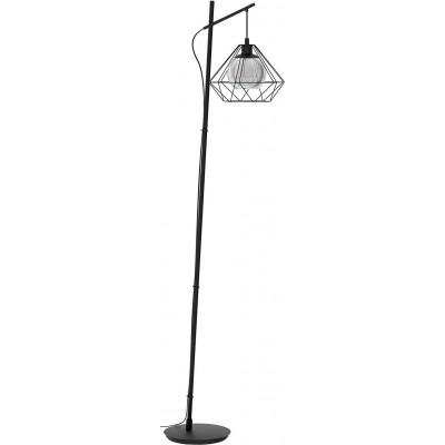 Lámpara de pie Eglo 40W Forma Redonda 194×65 cm. Tulipa tipo jaula Salón, comedor y dormitorio. Estilo industrial. Acero. Color negro