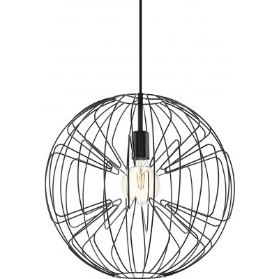 吊灯 Eglo 60W 球形 形状 110×45 cm. 笼子设计 饭厅. 优质的 风格. 钢. 黑色的 颜色
