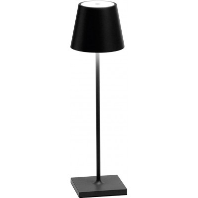 台灯 锥 形状 38×11 cm. 可调光 LED接触充电座。 USB充电器 客厅, 卧室 和 大堂设施. 铝, 有机玻璃 和 金属. 黑色的 颜色