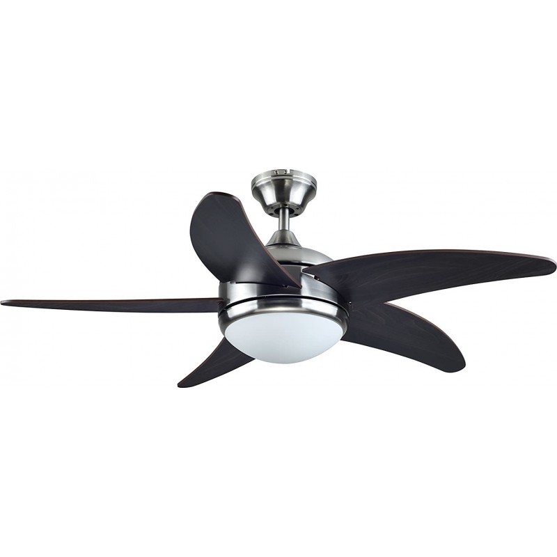 181,95 € Free Shipping | Ceiling fan with light 105×105 cm. 5 blades-blades Living room, dining room and bedroom. Modern Style. PMMA, Metal casting and Wood. Black Color