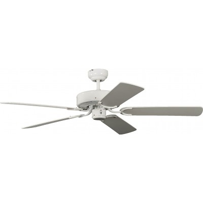 161,95 € Free Shipping | Ceiling fan 60W 132×132 cm. 5 reversible blades-blades Living room, dining room and bedroom. Modern Style. Wood and Rattan. White Color