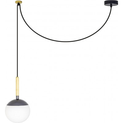 Lampe à suspension 20W Façonner Sphérique 35×19 cm. Salle, salle à manger et chambre. Métal, Bois et Verre. Couleur gris