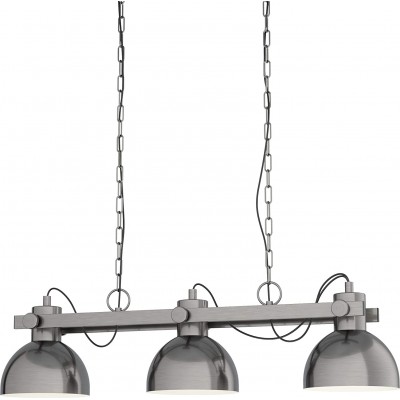 Hanging lamp Eglo 28W Spherical Shape 110×90 cm. Triple focus. Double chain fastening Living room, dining room and lobby. Retro and industrial Style. Steel. Nickel Color