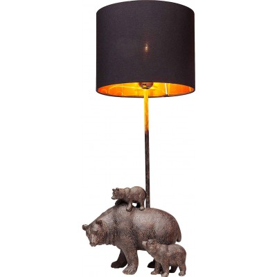 Table lamp 40W Cylindrical Shape 60×24 cm. Bear sculpture design Living room, dining room and bedroom. Steel and PMMA. Black Color