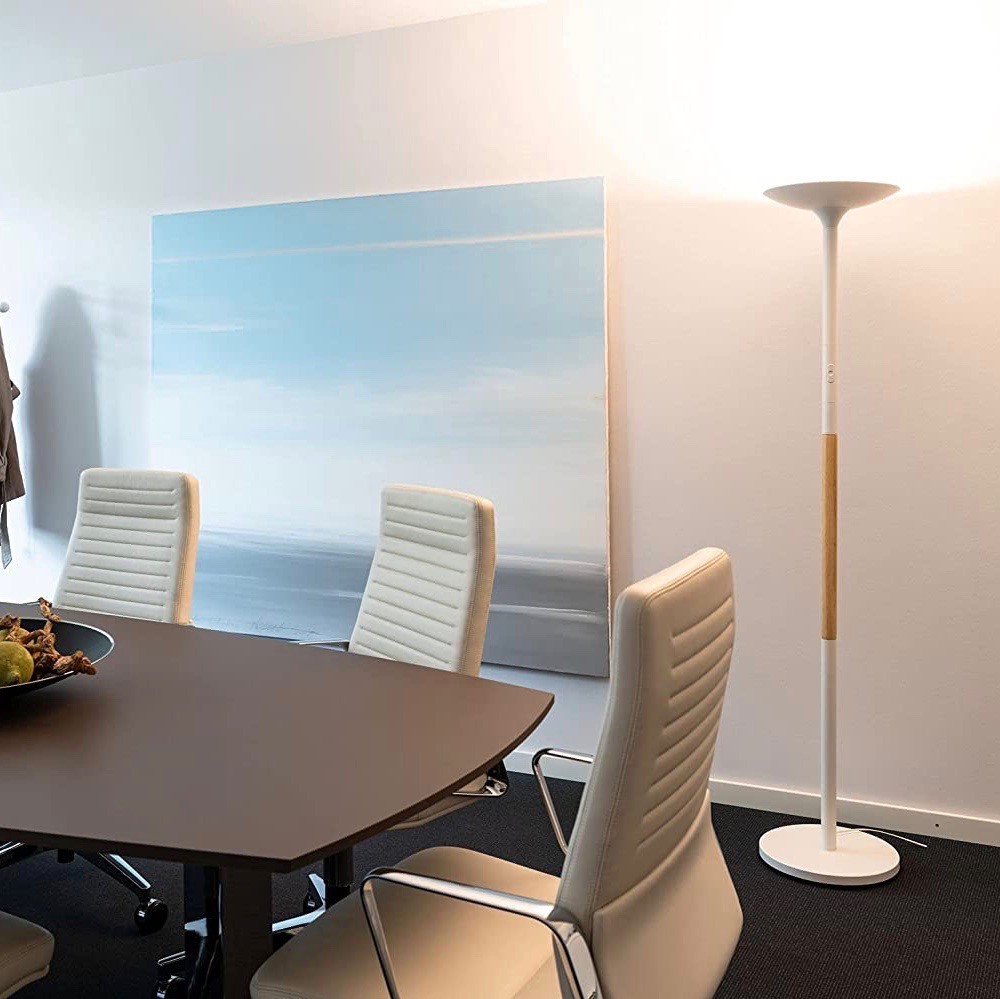233,95 € Envío gratis | Lámpara de pie 78×40 cm. LED con regulador de intensidad táctil Madera. Color blanco