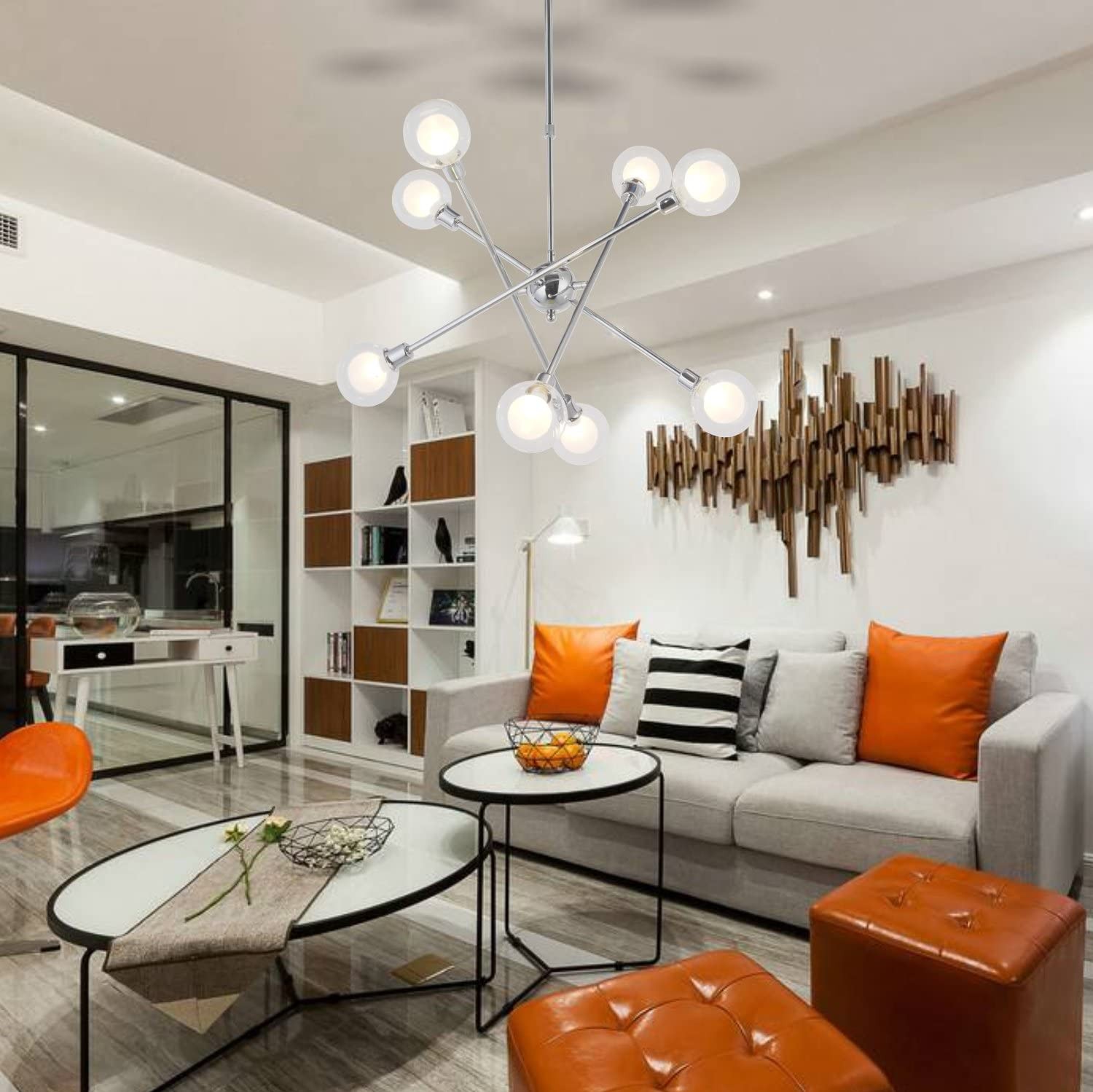 159,95 € Envoi gratuit | Lustre 2W 70×70 cm. Cristal et métal. Couleur chromé