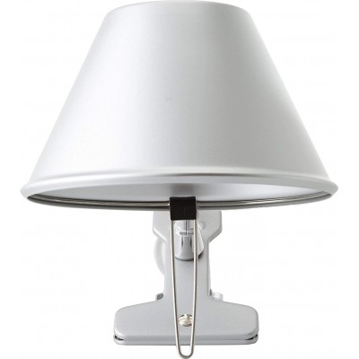 Lampada de escritorio 100W Forma Cônica 48×26 cm. Braçadeira de braçadeira Aço e Alumínio. Cor prata