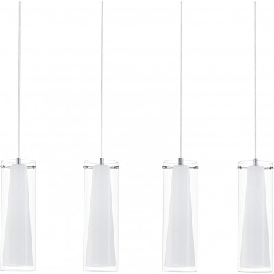 Lámpara colgante Eglo 60W Forma Cilíndrica 110×91 cm. 4 focos Salón, dormitorio y vestíbulo. Estilo diseño. Acero y Vidrio. Color blanco