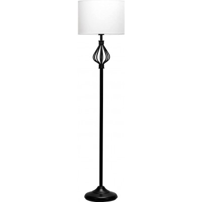 Lámpara de pie 20W Forma Cilíndrica 150×35 cm. Comedor, dormitorio y zona de niños. Estilo clásico. Metal y Textil. Color blanco