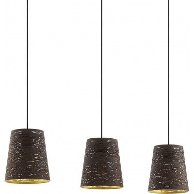 Lámpara colgante Eglo 40W Forma Cónica 110×88 cm. Triple foco Comedor. Metal. Color marrón
