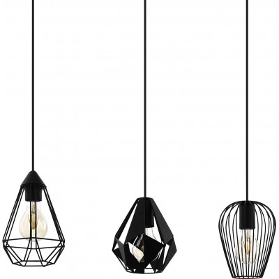 Lámpara colgante Eglo 110×90 cm. Triple foco LED Comedor. Metal. Color negro