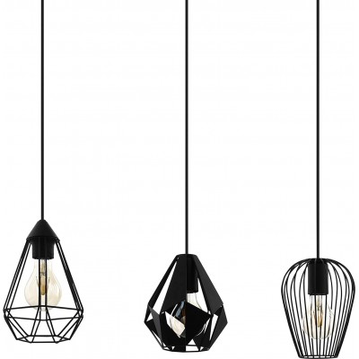 Lámpara colgante Eglo 110×90 cm. Triple foco LED Metal. Color negro