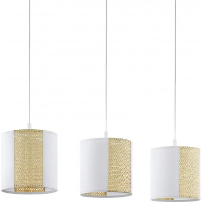 Lâmpada pendurada Eglo 40W Forma Cilíndrica 110×102 cm. 3 pontos de luz. instalação suspensa Sala de jantar, quarto e salão. Aço e Papel. Cor branco