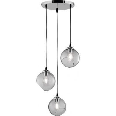 152,95 € Free Shipping | Hanging lamp Reality 42W Spherical Shape 150×35 cm. Triple focus Living room, dining room and bedroom. Modern Style. Crystal and Metal casting. Plated chrome Color